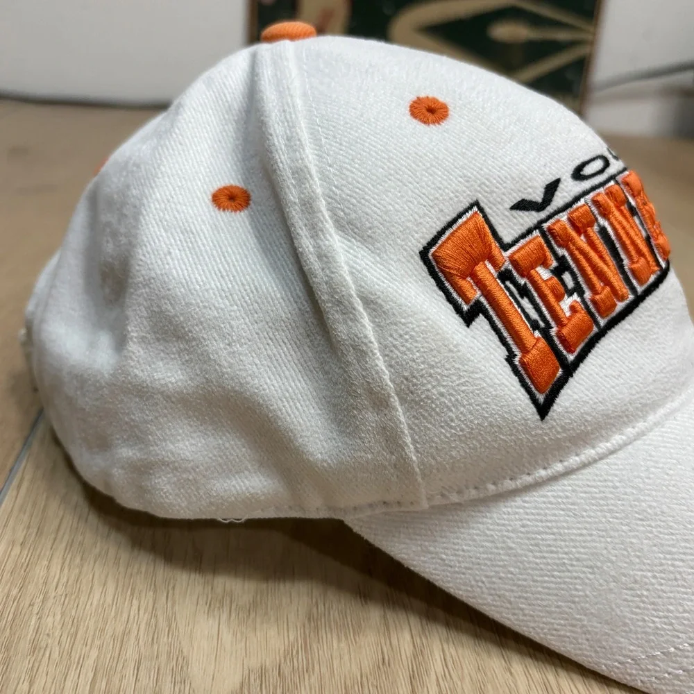 Vintage Tennessee Volunteers Vols Hat White Orange Strap Adjustable Cap Y2K